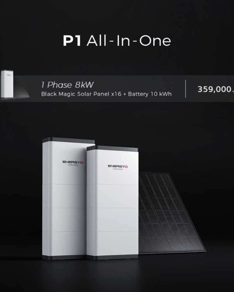 ระบบโซล่าเซลล์ติดหลังคา Energy LiB Solar Rooftop P1 All-In-One ขนาด 8 kW (ON/OFF-GRID / Hybrid) 1 Phase Battery 10kW พร้อมติดตั้ง