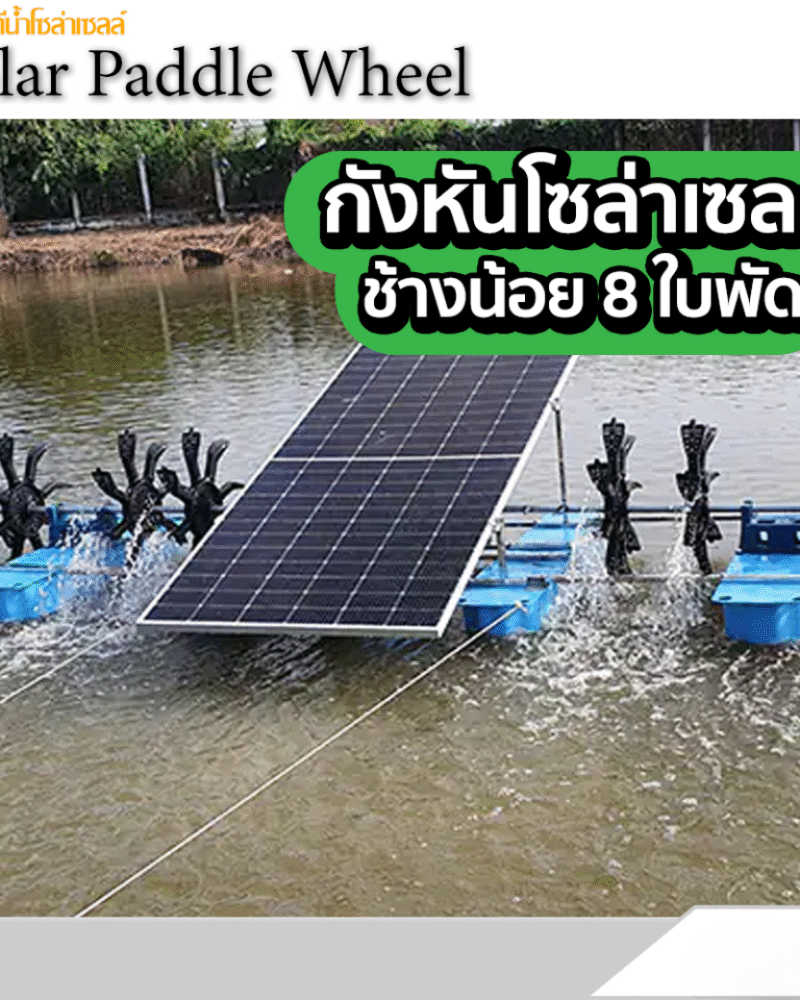 กังหันตีน้ำโซล่าเซลล์ รุ่นช้างน้อย 8 ใบพัด 5 ทุ่น